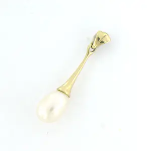 14k geel gouden hanger met een parel - afm. 2.5 cm x 5.9 mm kopen? Bied vanaf 45!