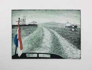 Joost Minnigh - Zeefdruk,Kielzog - Ingelijst kopen? Bied vanaf 40!