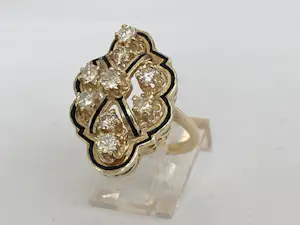 Vintage cocktailring van 14 karaat geelgoud met diamanten kopen? Bied vanaf 750!