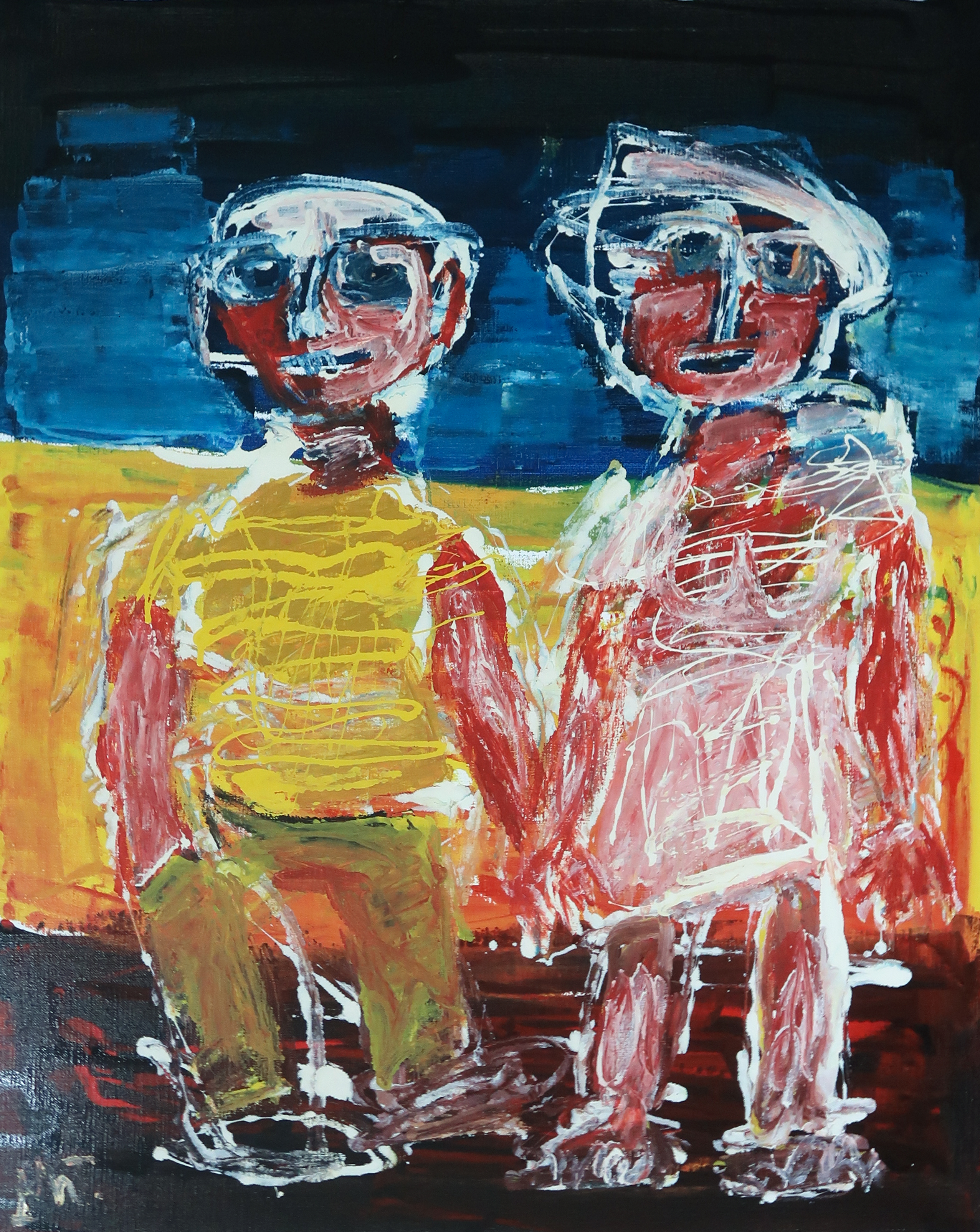 Martin van Wordragen - Olieverf op doek, Echtpaar aan zee - Ingelijst kopen? Bied vanaf 400!