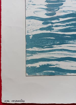 Hannes Postma - Vuurtoren en vrouw in strandstoel, litho kopen? Bied vanaf 50!