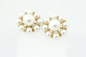 Elegante jaren 60/70 set 14 krt dames oorstekers met pareltjes. kopen? Bied vanaf 90!