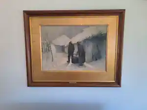 Emile Claus - Boeren aan het werk bij hoeve met hooimijt vendu pour 857€ !