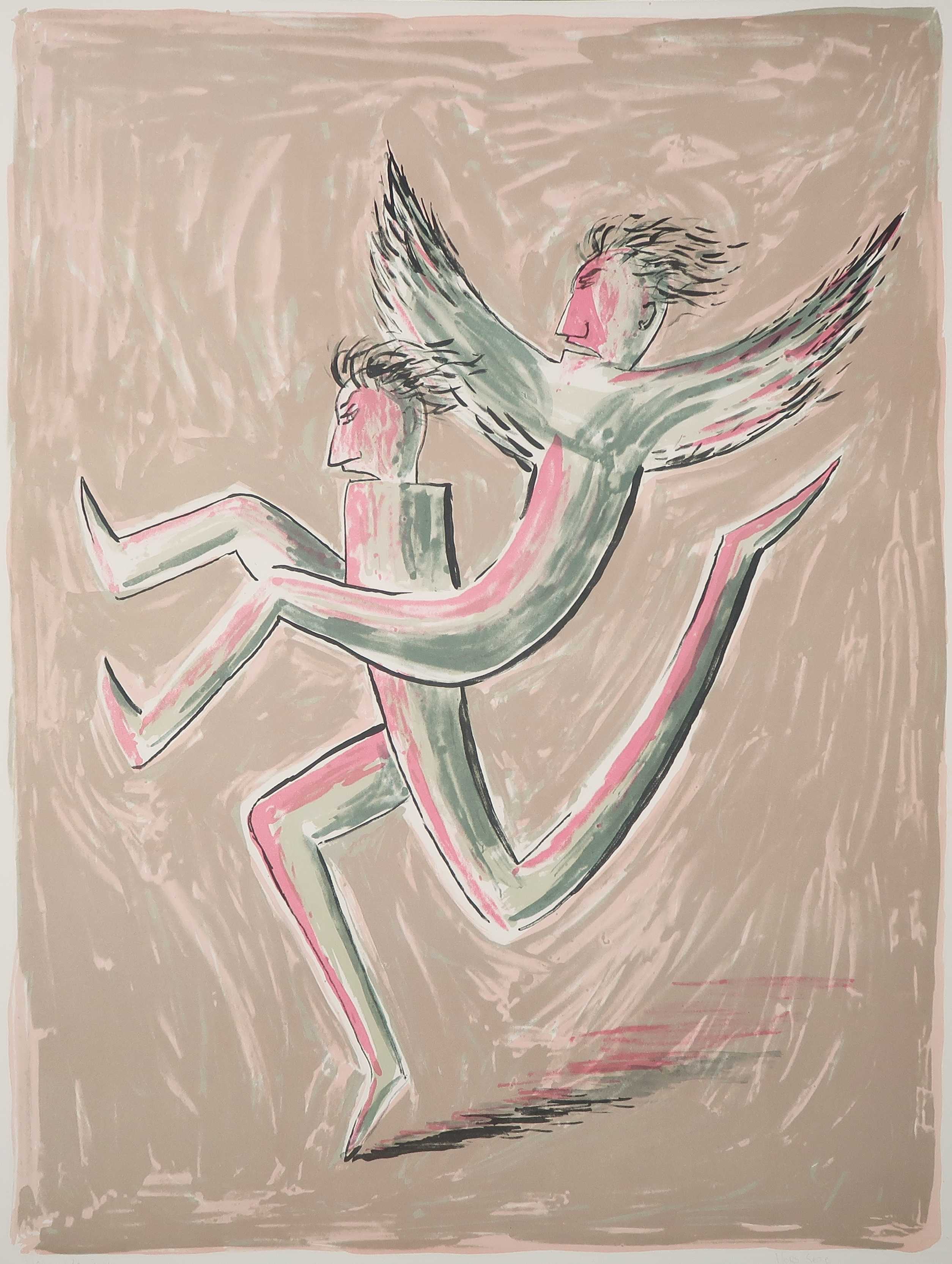 Hans Konings - Litho, Rennende figuren kopen? Bied vanaf 20!