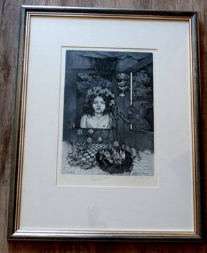 Jan Krejci - Ingelijste ets: Empty Room - 1987 kopen? Bied vanaf 75!