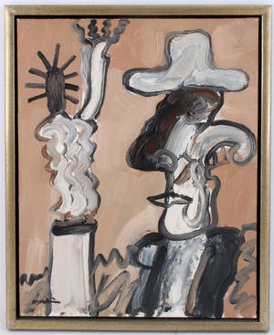 Anton Martineau - Reiziger in New York - Olie op doek kopen? Bied vanaf 450!