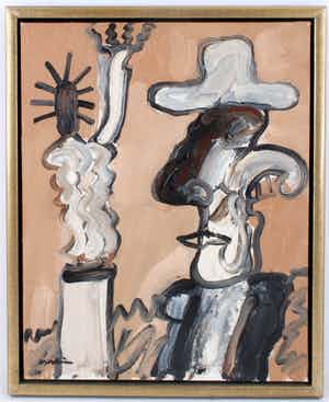 Anton Martineau - Reiziger in New York - Olie op doek verkocht voor € 450!