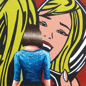 Gerard Boersma - Girl With Mirror (Vrouw kijkend naar schilderij van Roy Lichtenstein) kopen? Bied vanaf 100!