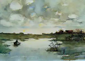 Rein van de Wetering - Rivierenlandschap verkocht voor € 60!