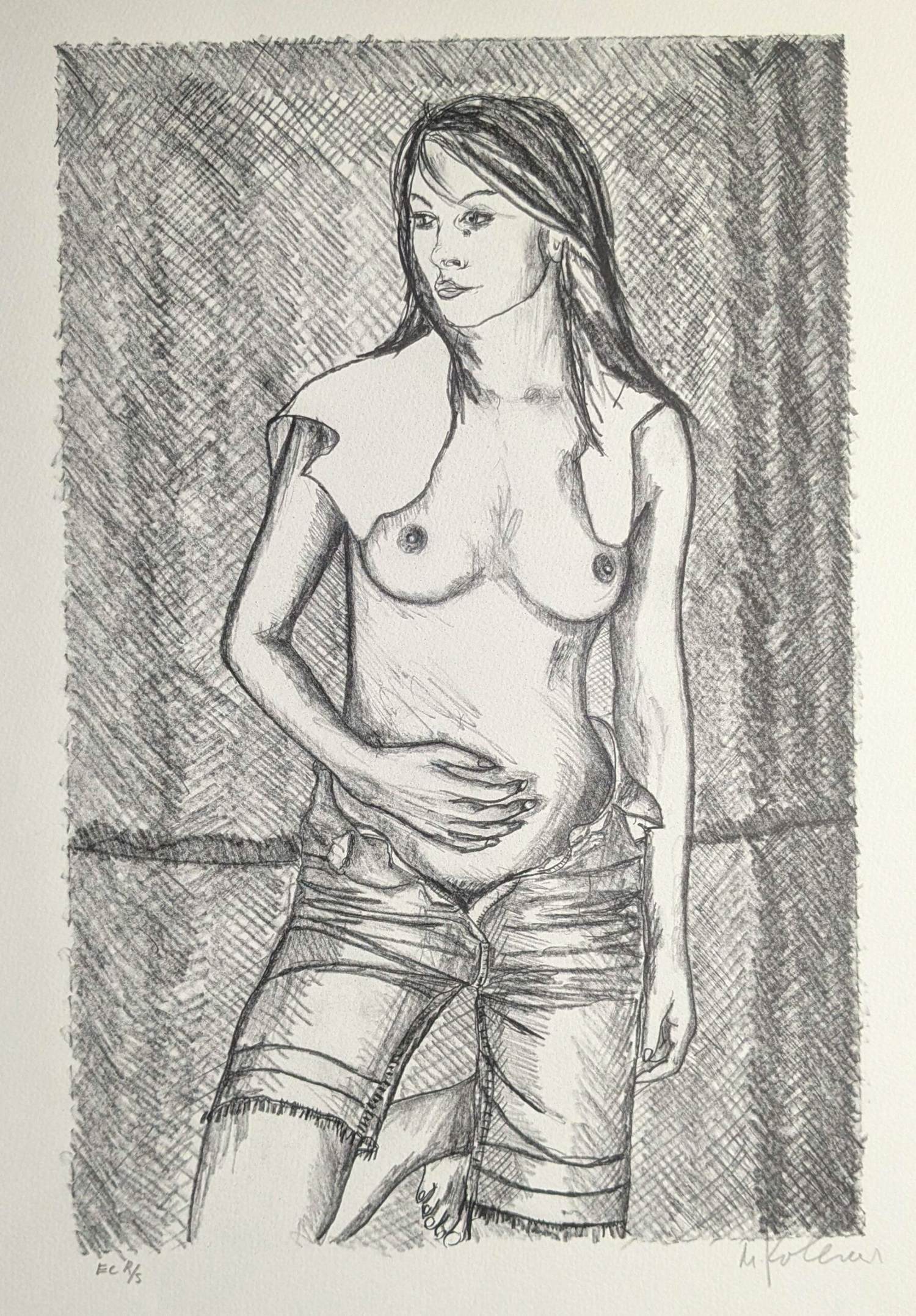 Marijan Kolesar - staande naakte vrouw E.C. kopen? Bied vanaf 39!