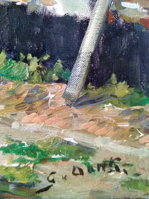 Niet of onleesbaar gesigneerd - G. van Donk, 'Zomers huis', hand gesigneerd kopen? Bied vanaf 1!