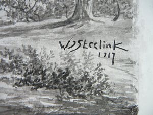Willem Steelink (jr.) - Heuvelachtig boslandschap met wandelaars kopen? Bied vanaf 50!