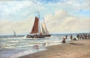 Hendrik Hulk - C2609-5 - Zeilboten aan het strand kopen? Bied vanaf 350!