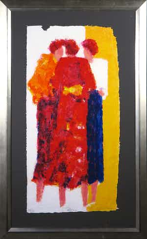 Wil Willemsen - Zeefdruk op geschept papier, Talking - Ingelijst (Groot) verkocht voor € 50!