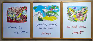 Peter Diem - lot van 3 zeefdrukken - ingelijst verkocht voor € 35!
