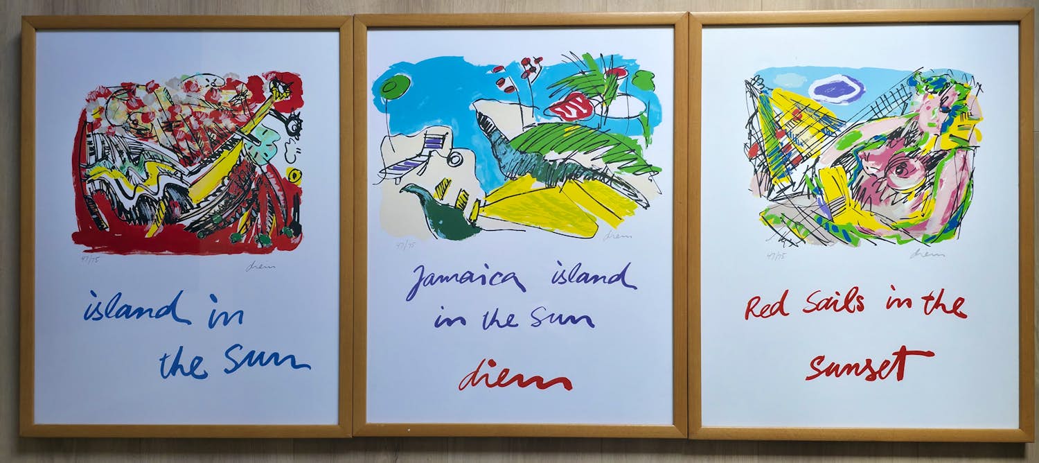 Peter Diem - lot van 3 zeefdrukken - ingelijst kopen? Bied vanaf 150!