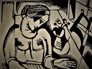 Nikolaas Eekman - originele Houtsnede , “Moeder en Kind” – gesigneerd in de plaat – ca 1920 kopen? Bied vanaf 26!