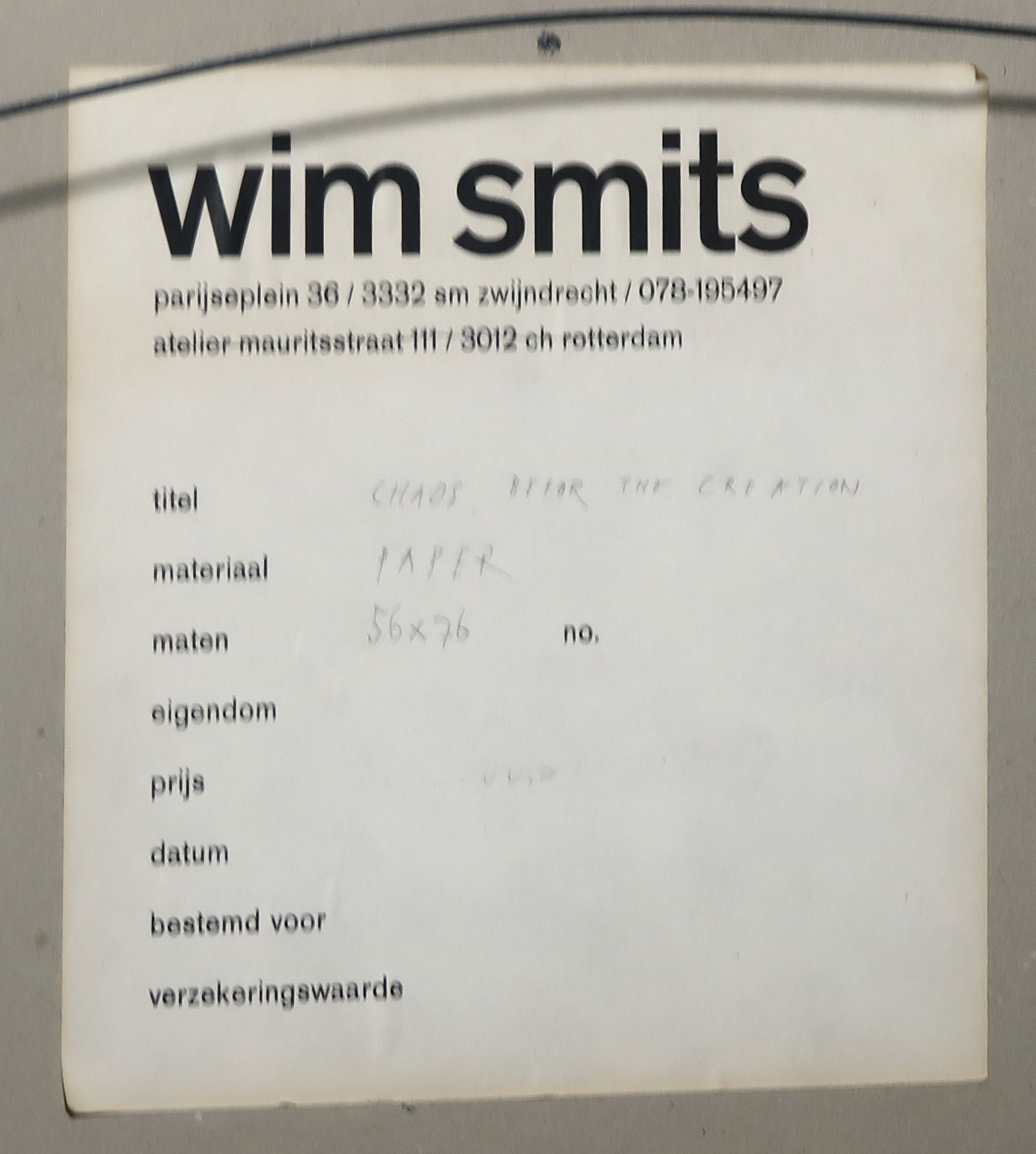 Wim Smits - Papier collage, Chaos before the creation - Ingelijst kopen? Bied vanaf 250!