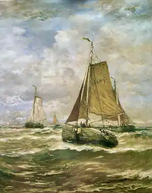 Hendrik Willem Mesdag - Zeilboot Scheveningen 96 affiche plus boek Magisch Panorama Mesdag verkauft für € 20!