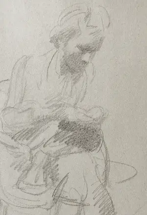 Niet of onleesbaar gesigneerd - potloodtekening - gesigneerd kopen? Bied vanaf 1!