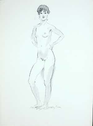 Jan Sluijters (jr.) - Tekening, Staand naakt verkocht voor € 40!