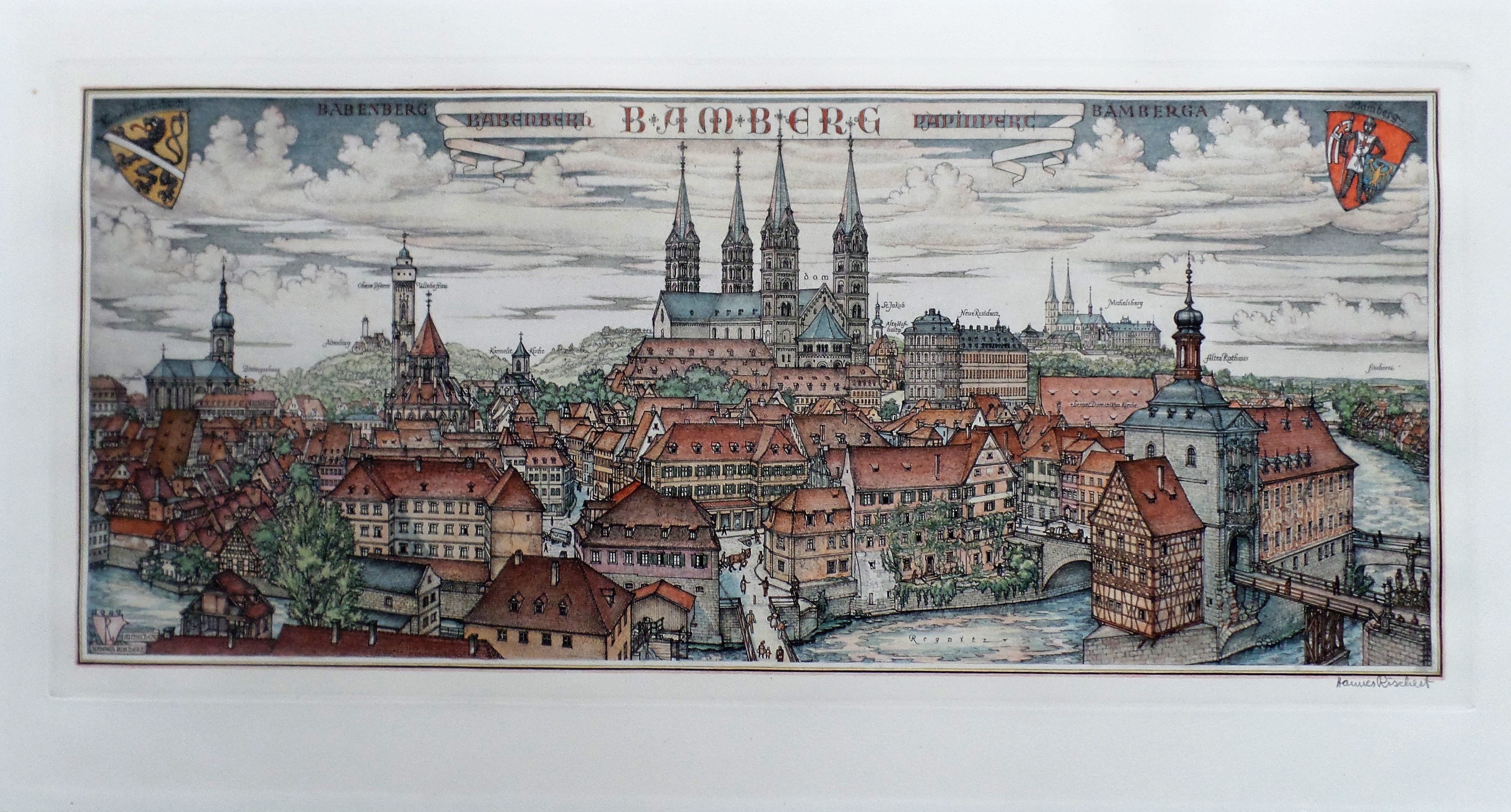 Niet of onleesbaar gesigneerd - Stadsaanzicht Bamberg - Hannes Rischert kopen? Bied vanaf 1!