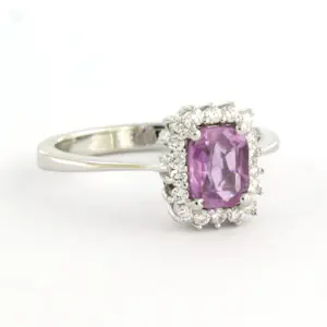 18k gouden ring met roze saffier en briljant geslepen diamant tot. 0.22ct kopen? Bied vanaf 850!
