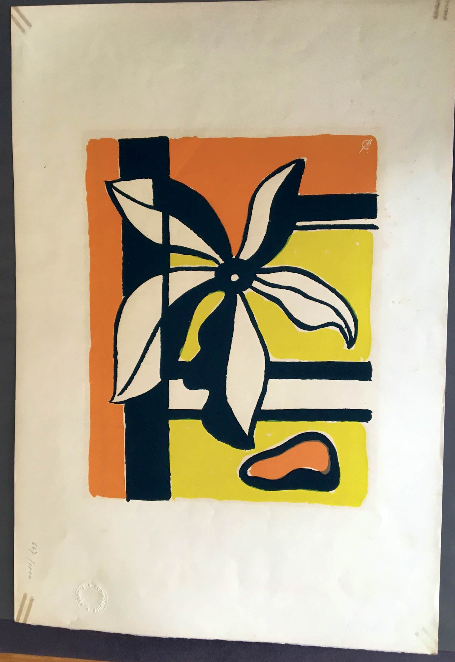 Fernand Leger - Fleur sur fond orange et jaune kopen? Bied vanaf 240!