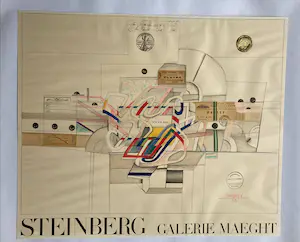 Saul Steinberg - lithografie - Galerie Maeght - met goud zegel opdruk kopen? Bied vanaf 1!