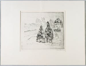 Henri Plaat - Ets, Landschap met figuren kopen? Bied vanaf 35!