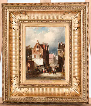 Charles Leickert - Stadsgezicht in de zomer - Ingelijst kopen? Bied vanaf 3950!