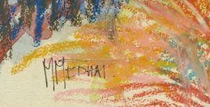 Niet of onleesbaar gesigneerd - Pastelkrijt, Landschap - Ingelijst kopen? Bied vanaf 1!