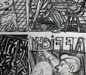 Robert Combas - Gesigneerd affiche met tekening - Ingelijst (Groot) kopen? Bied vanaf 1!