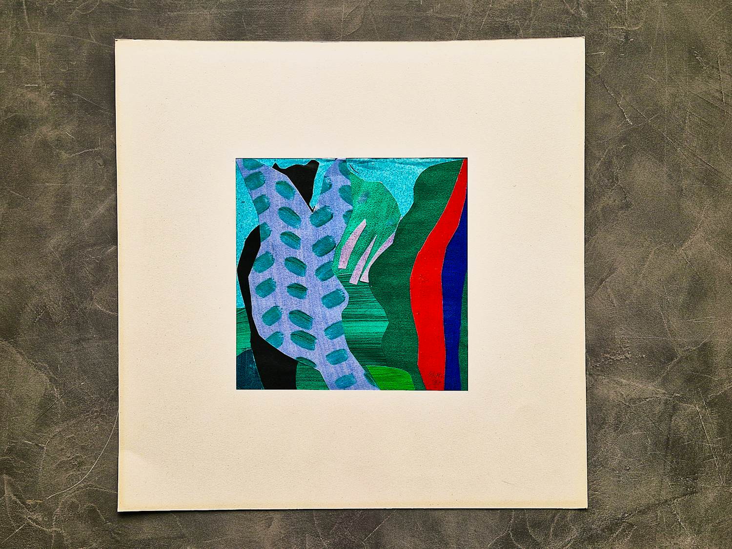 Johan Haanstra - “de Nieuwe Groep” papier collage en gouache "Warm II" gesigneerd ZELDZAAM! kopen? Bied vanaf 295!