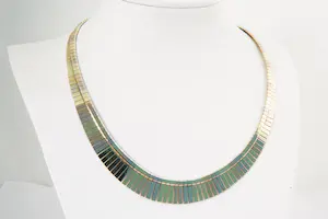 01- Fraai & sierlijk 14 krt gouden tricolor Halssieraad / Choker- gekeurd kopen? Bied vanaf 960!