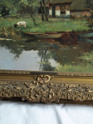 Johan Hendrik Kaemmerer - Olieverf op doek , Boerderij met geit – ingelijst , 70 x 100 cm kopen? Bied vanaf 200!