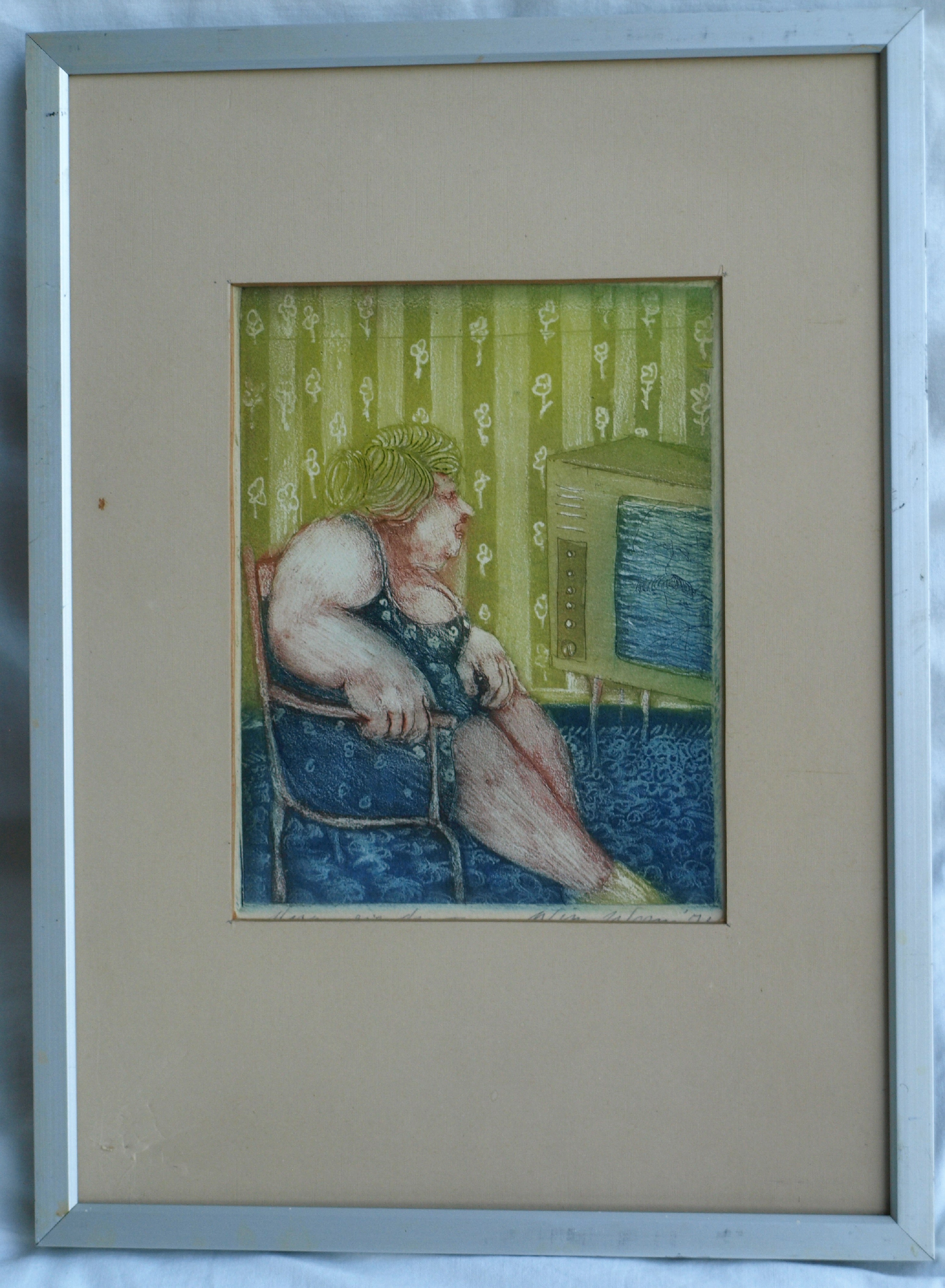 Wim Worm - Ets , Mary IV, Voor de TV – gesigneerd en ingelijst – 1971  kopen? Bied vanaf 25!