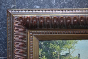 Niet of onleesbaar gesigneerd - Dorpsgezicht met kerktoren - Olieverf op doek kopen? Bied vanaf 10!