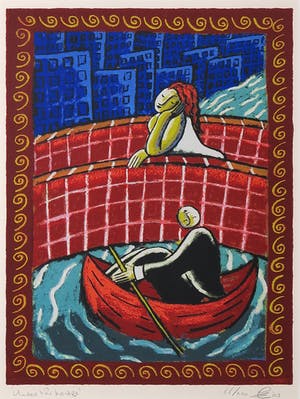 Jacques Tange - Zeefdruk, Under the bridge - Ingelijst kopen? Bied vanaf 70!