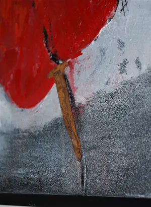 Antonio Poioumen - Rode bloemen, gemengde techniek, acryl - fraai ingelijst, groot kopen? Bied vanaf 350!