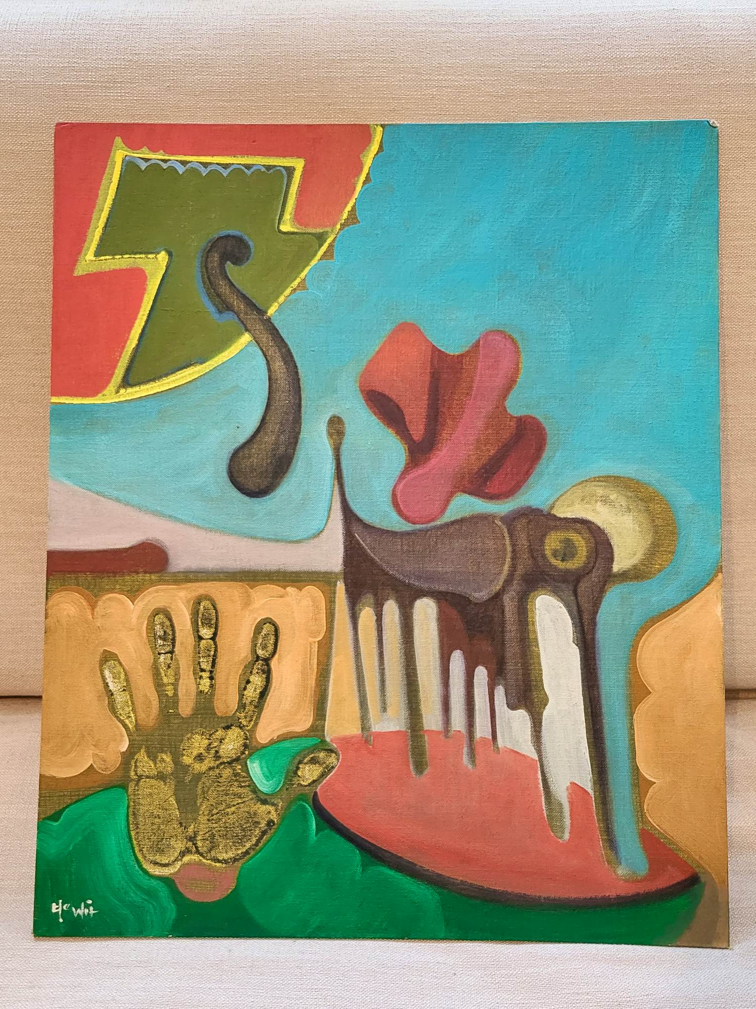 Frans de Wit - Surrealistisch schilderij 'De Hand' - circa 1960 kopen? Bied vanaf 175!