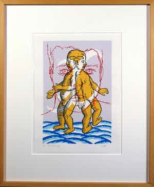 Jan Rothuizen - Zeefdruk, Zonder titel - Ingelijst verkocht voor € 50!