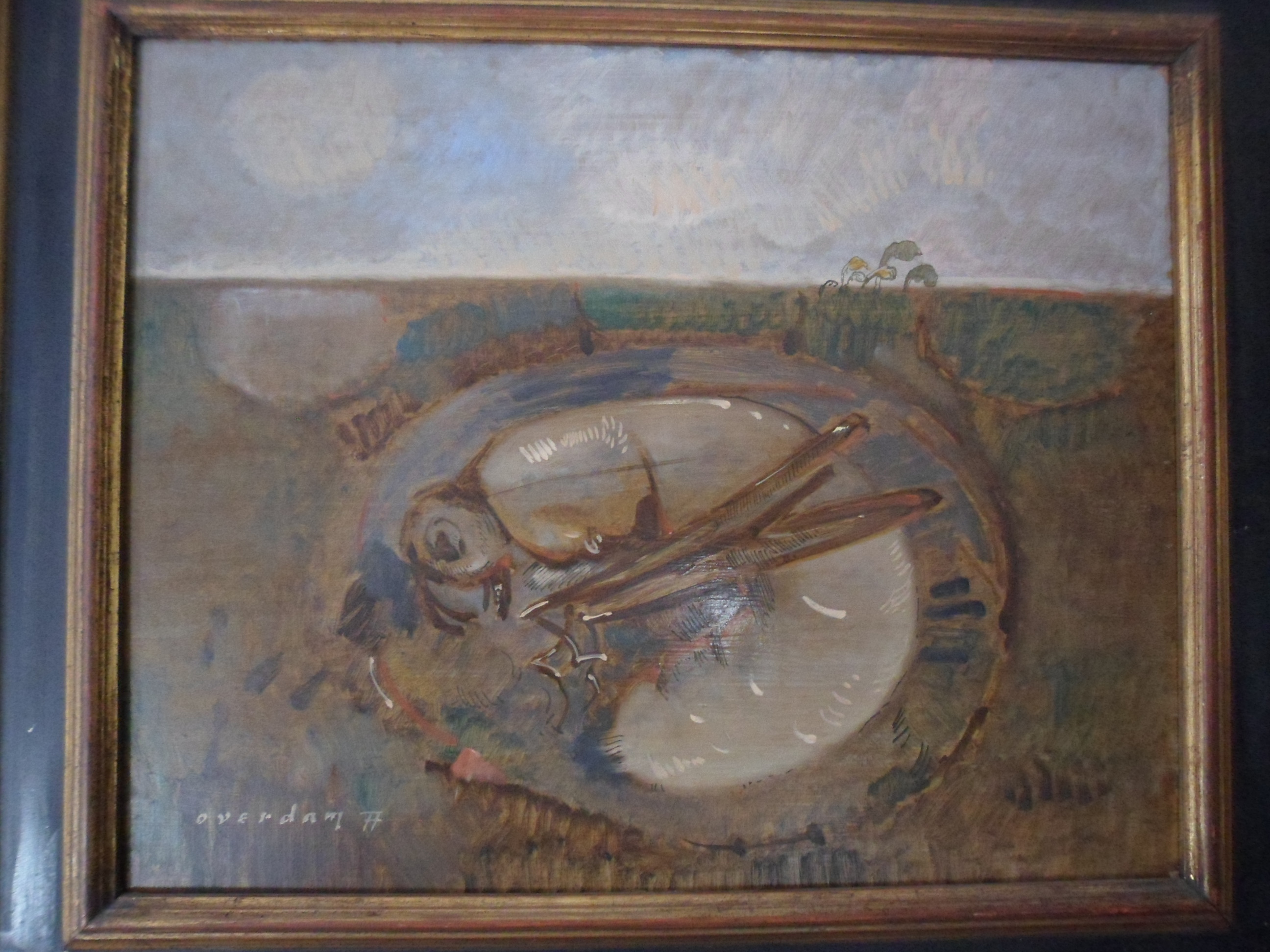 Ab van Overdam - Acrylverf op paneel, Titel "larve". kopen? Bied vanaf 25!