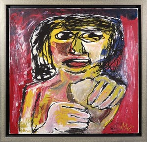 Martin van Wordragen - Olieverf op doek, Etende Indiaanse - Ingelijst kopen? Bied vanaf 200!