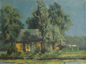 Klaas Pijlman - Olieverf op doek , Huisje in de schemering.. – 1942 kopen? Bied vanaf 1!