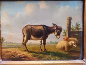 Louis Pierre Verwée - ezel met schapen in weidelandschap verkocht voor € 300!