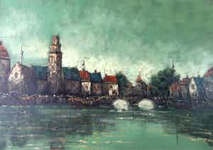 A. van der Heijden - Stadsgezicht verkocht voor € 85!