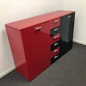 Giulio Cappellini - Design kast 'Sistemi' in rood/zwart kubistische vormgeving (jaren '80) kopen? Bied vanaf 750!