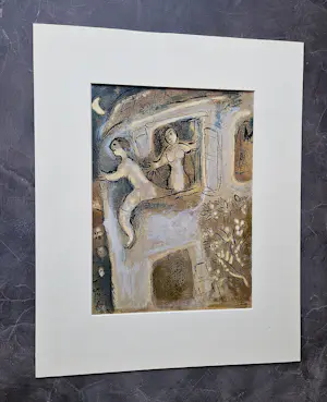Marc Chagall - originele - Mourlot Frères - 1956 kleuren litho "David saved by Michal" kopen? Bied vanaf 171!