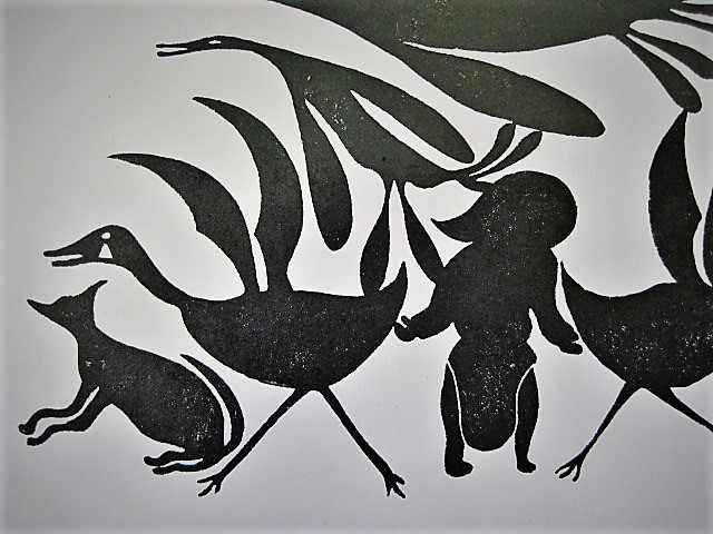 Kenojuak Ashevak - Bijzondere Inuit Kunst ! Gesigneerde Litho "Flying Geese"  kopen? Bied vanaf 1!